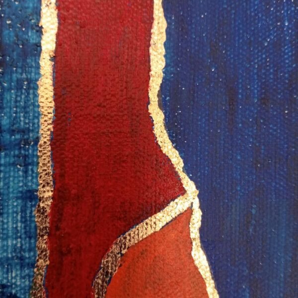 Textured Blue Canvas - Wall Art with Copper Leaf - Image 3