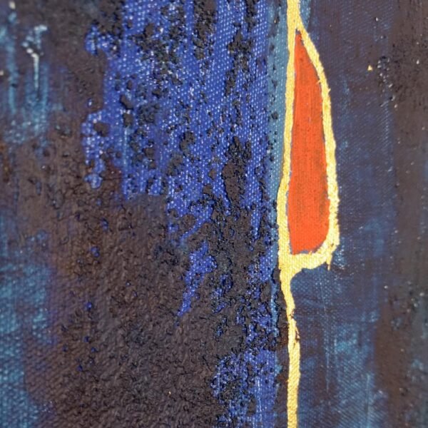 Textured Blue Canvas - Wall Art with Copper Leaf - Image 2