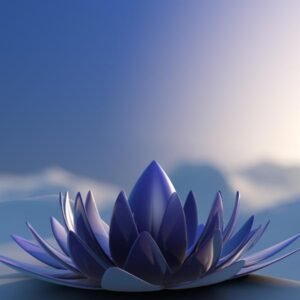 A serene purple lotus flower resting on still water under a soft, radiant sky – symbolizing peace, healing, and inner light.